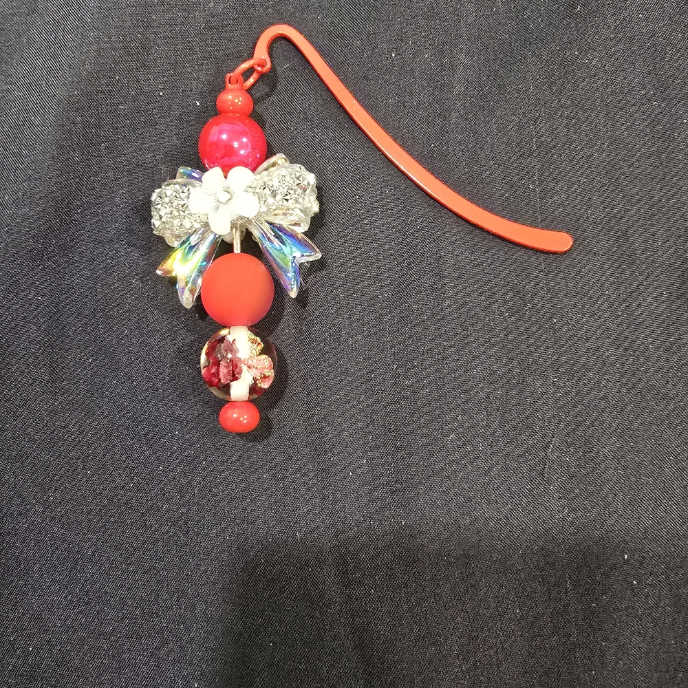 Vibrant Red Beaded Bookmark